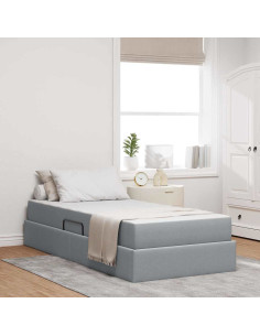 Letto con contenitore e materasso Grigio chiaro 100 x 200 cm
