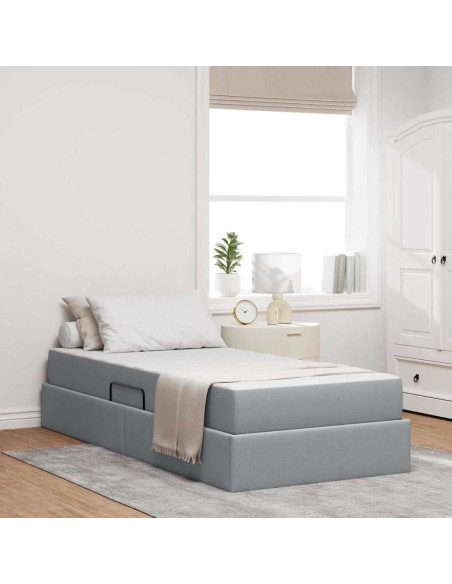 Letto con contenitore e materasso Grigio chiaro 100 x 200 cm