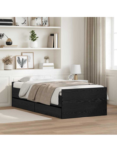 Struttura del letto Rovere Nero 100 x 200 cm Pino massello