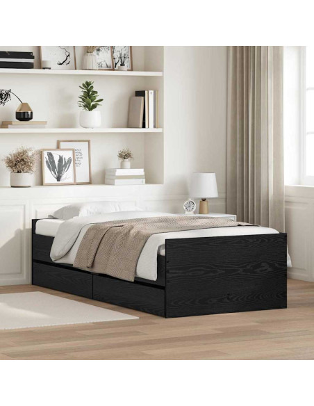 Struttura del letto Rovere Nero 100 x 200 cm Pino massello