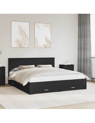 Struttura del letto con testiera Nero e Argento 200 x 200 cm