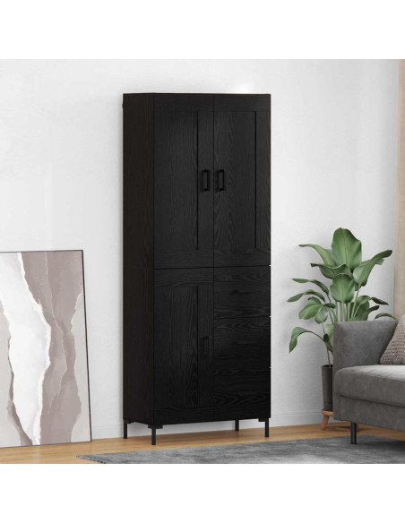 Credenza con cassetto 2 pcs Rovere Nero Legno multistrato