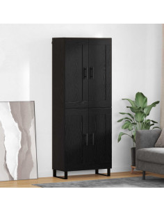 Credenza Rovere Nero 69,5 x 34 x 180 cm Legno multistrato