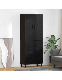 Credenza con cassetto 2 pcs Rovere Nero 69,5 x 34 x 180 cm