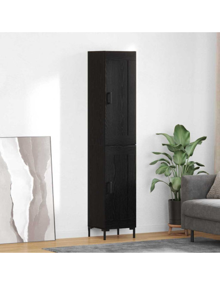 Credenza Rovere Nero 34,5 x 34 x 180 cm Legno multistrato