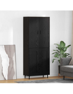 Credenza 2 pcs Rovere nero Legno Stratificato e Vetro