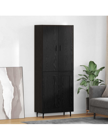 Credenza 2 pcs Rovere nero Legno Stratificato e Vetro
