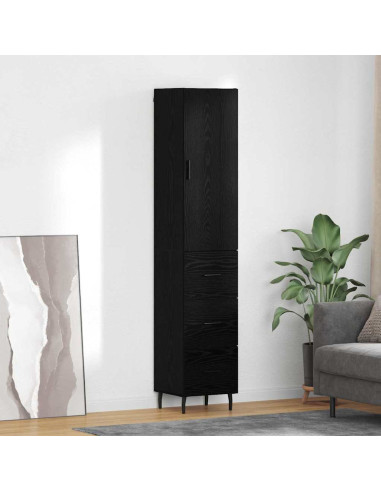 Credenza Rovere Nero 34,5 x 34 x 180 cm Legno multistrato