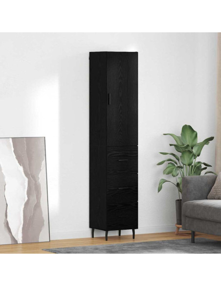 Credenza Rovere Nero 34,5 x 34 x 180 cm Legno multistrato