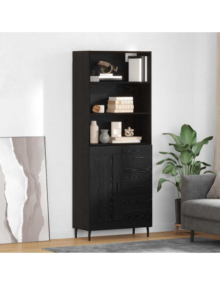 Credenza con cassetto Rovere Nero 69,5 x 34 x 180 cm