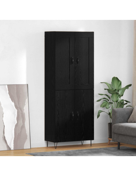 Credenza Rovere Nero 69,5 x 34 x 180 cm Legno multistrato