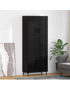 Credenza 2 pcs Rovere Nero Legno multistrato