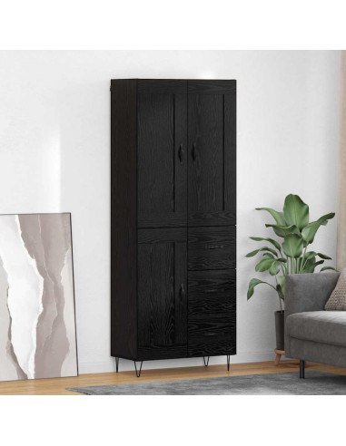 Credenza Rovere Nero 69,5 x 34 x 180 cm Legno multistrato