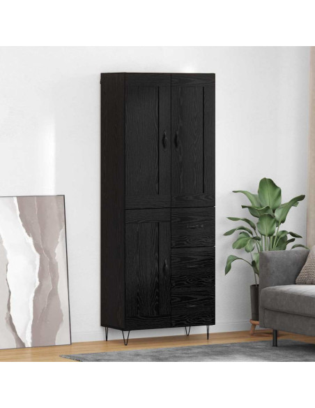 Credenza Rovere Nero 69,5 x 34 x 180 cm Legno multistrato