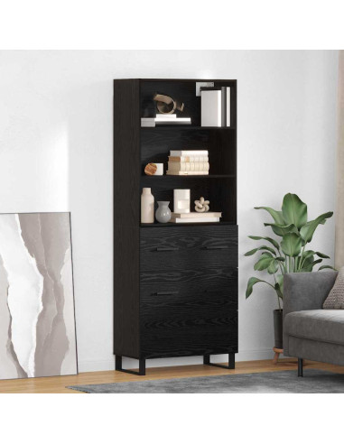 Credenza Rovere Nero 69,5 x 34 x 180 cm Legno multistrato