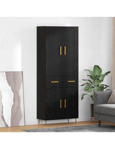 Credenza Rovere Nero 69,5 x 34 x 180 cm Legno multistrato