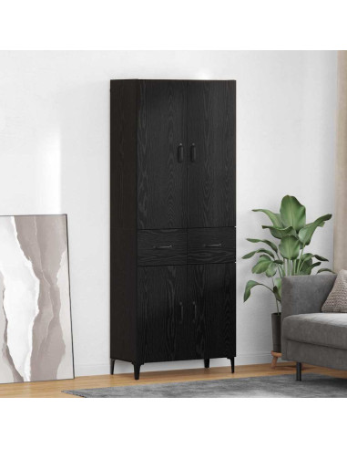 Credenza Rovere Nero 69,5 x 34 x 180 cm Legno multistrato