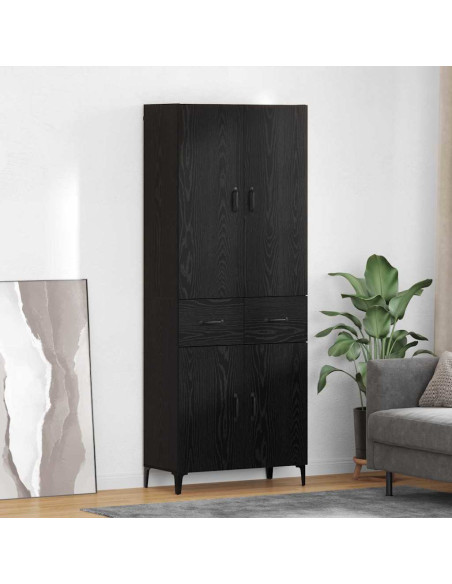 Credenza Rovere Nero 69,5 x 34 x 180 cm Legno multistrato