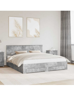 Struttura del letto con testiera Grigio cemento 200 x 200 cm