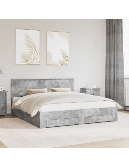 Struttura del letto con testiera Grigio cemento 200 x 200 cm