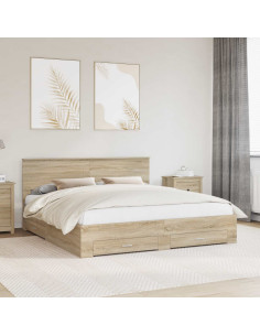 Struttura del letto con testiera Rovere Sonoma 200 x 200 cm