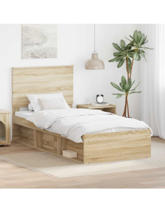 Struttura del letto Rovere Sonoma 75 x 190 cm Pino massello
