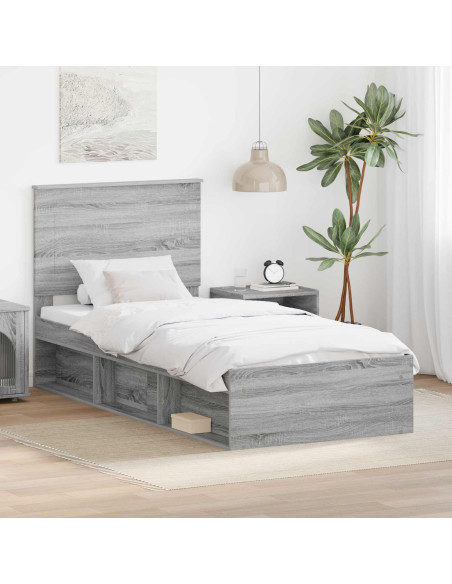 Struttura del letto Grigio Sonoma 75 x 190 cm Pino massello