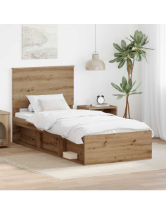 Struttura del letto con testiera Rovere Artigianale 75 x 190 cm