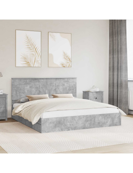 Letto con Contenitore con testiera Grigio cemento 200 x 200 cm