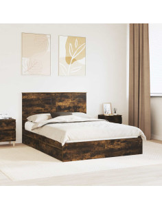 Letto con Contenitore con testiera Rovere fumé 160 x 200 cm