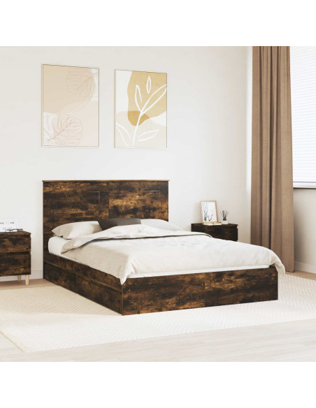 Letto con Contenitore con testiera Rovere fumé 160 x 200 cm