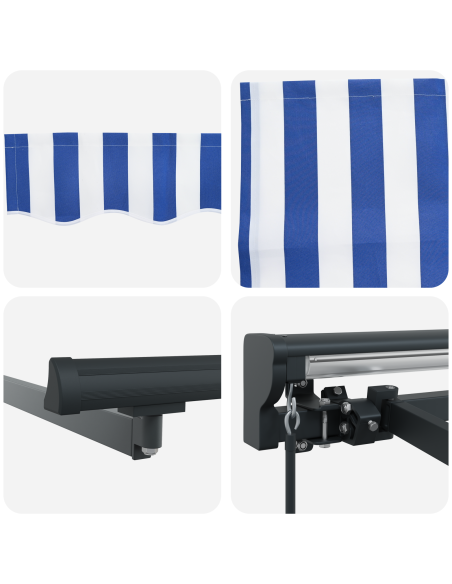 Tenda Retrattile Blu e Bianco 500 × 300 cm Poliestere e Metallo