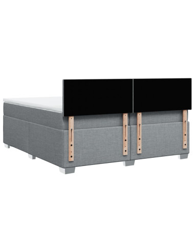 Giroletto a Molle con Materasso Grigio Chiaro 200x200cm Tessuto