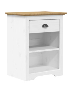 Comodino BODO 53x38,5x66 cm in Legno Massello di Pino Marrone