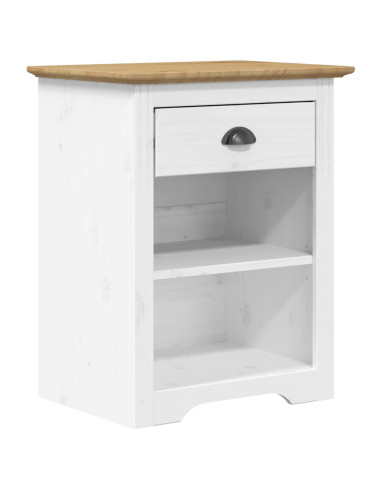 Comodino BODO 53x38,5x66 cm in Legno Massello di Pino Marrone