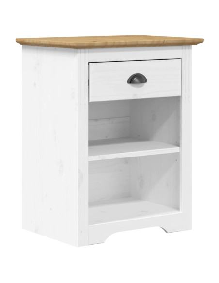 Comodino BODO 53x38,5x66 cm in Legno Massello di Pino Marrone