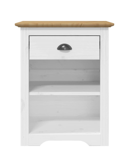 Comodino BODO 53x38,5x66 cm in Legno Massello di Pino Marrone