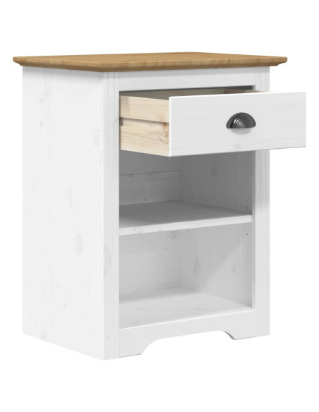 Comodino BODO 53x38,5x66 cm in Legno Massello di Pino Marrone