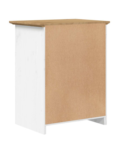 Comodino BODO 53x38,5x66 cm in Legno Massello di Pino Marrone