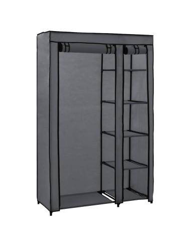 Armadio Pieghevole Grigio 110x45x175 cm in Tessuto