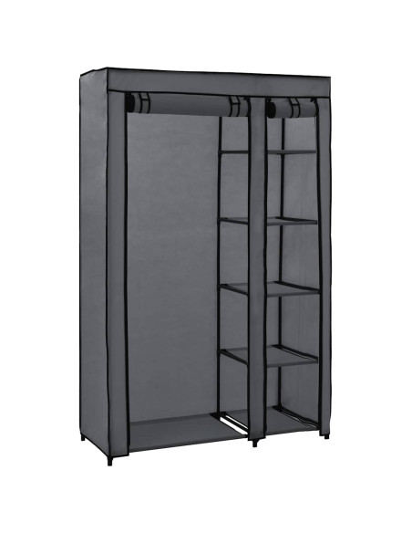 Armadio Pieghevole Grigio 110x45x175 cm in Tessuto