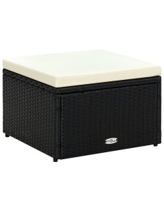Poggiapiedi Ottomana in Polyrattan 53x53x30 cm Nero 2