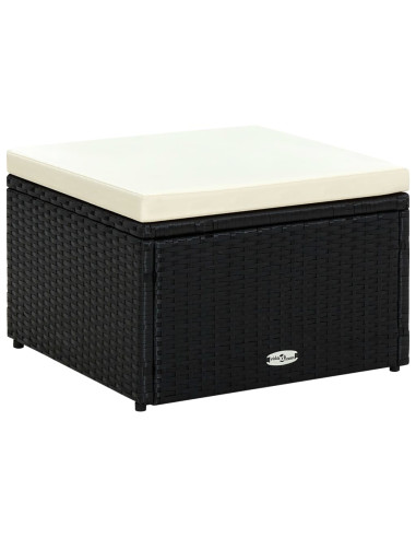 Poggiapiedi Ottomana in Polyrattan 53x53x30 cm Nero