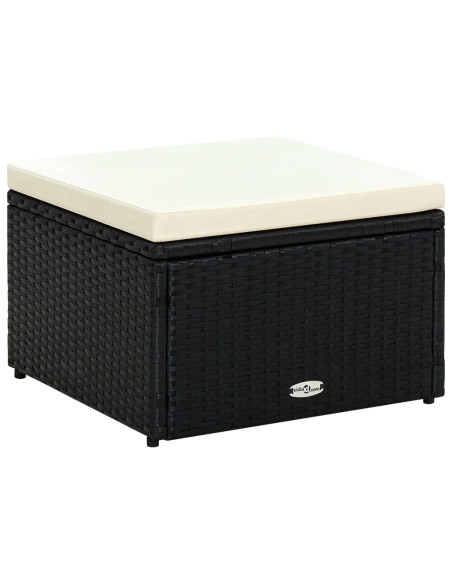 Poggiapiedi Ottomana in Polyrattan 53x53x30 cm Nero