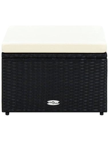 Poggiapiedi Ottomana in Polyrattan 53x53x30 cm Nero