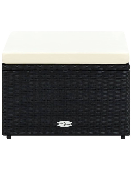 Poggiapiedi Ottomana in Polyrattan 53x53x30 cm Nero