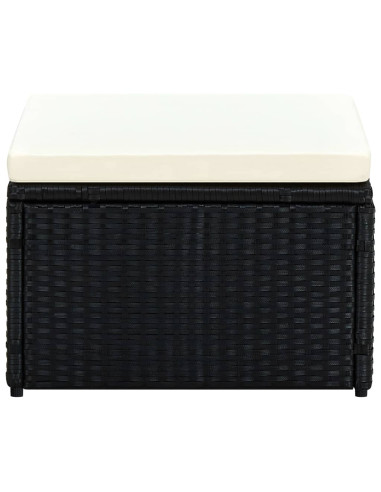 Poggiapiedi Ottomana in Polyrattan 53x53x30 cm Nero