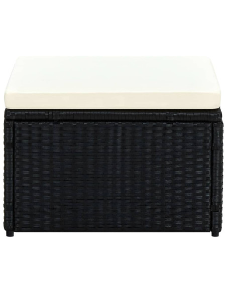 Poggiapiedi Ottomana in Polyrattan 53x53x30 cm Nero