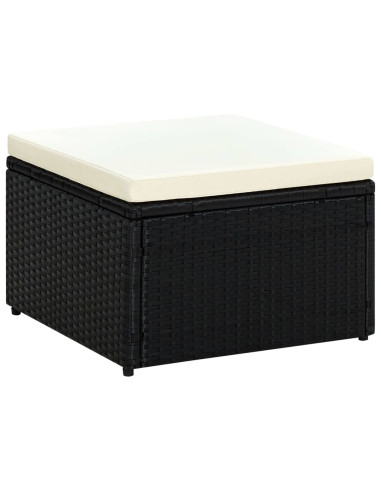 Poggiapiedi Ottomana in Polyrattan 53x53x30 cm Nero