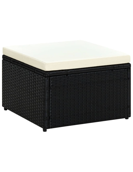 Poggiapiedi Ottomana in Polyrattan 53x53x30 cm Nero